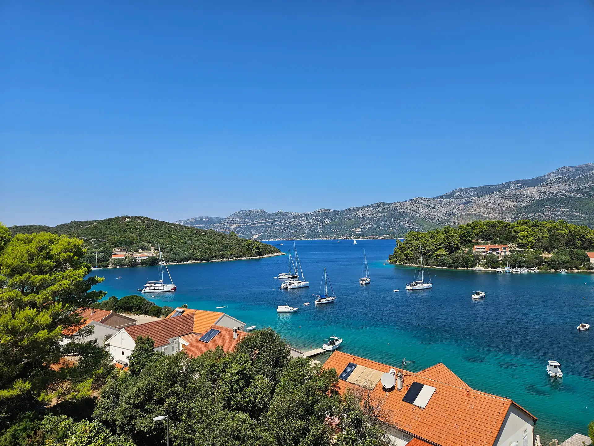 panoramic view over the sea in Korcula